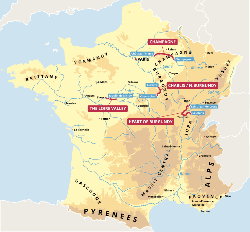 Map of where we cruise in France