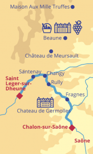 Barge Magnolia Burgundy cruise map